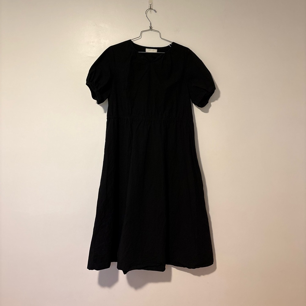 Black Midi Scrunched Side Dress sz OS